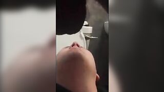 Woman eats a massive pile of shit from the floor