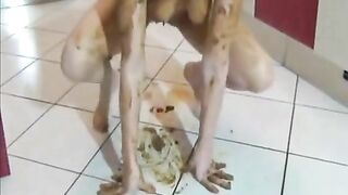 Girl gets covered in shit and rubs herself all over