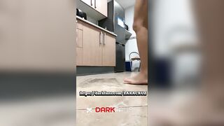 She shits in a friend's kitchen