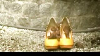 Girl drops a huge shit in the grass while wearing high heels