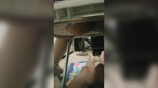 Girl in diaper shows off shit in her crib