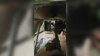 Girl in diaper shows off shit in her crib