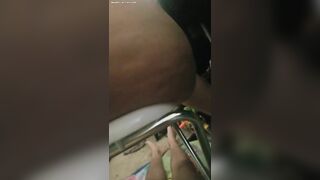 Girl in diaper shows off shit in her crib