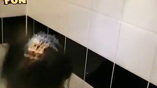 Girl eats shit from the toilet bowl