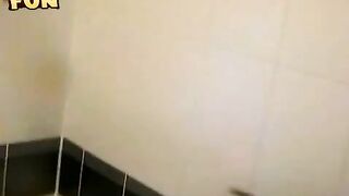 Girl eats shit from the toilet bowl