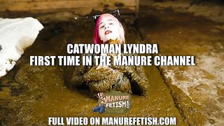 Woman enjoys a shit bath up to her neck