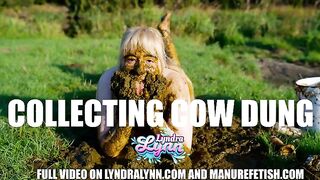 Playing with cow shit in the cow pasture