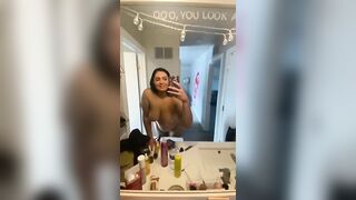 Woman takes a huge shit straight into the toilet