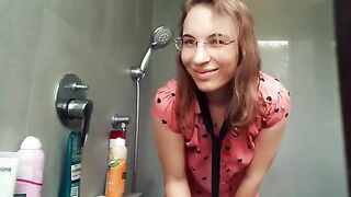 Cute girl shits in shower