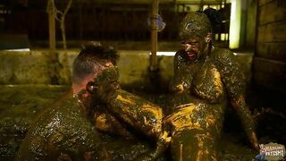 Couple rubbed in shit fuck each other in a shit pit