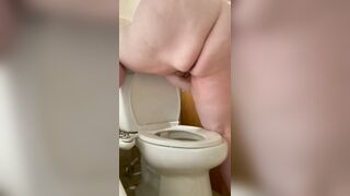 Fat slut takes a standing shit