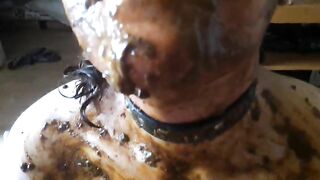 Woman eats her own shit from the toilet bowl