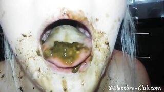 Elecebra eats shit, drinks piss, pukes and eats it again