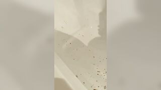 Woman takes a big shit in the bathtub