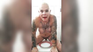 Woman smears shit all over her body