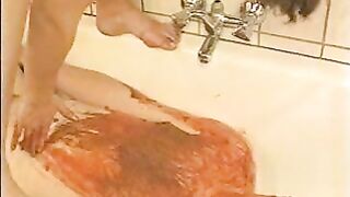 Girl takes a shit in a toilet and gets her ass licked