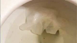 Woman takes a big steaming shit