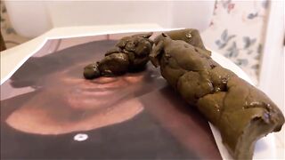 Woman squats and shits in the toilet