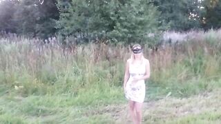Woman shits and sucks dick in forest
