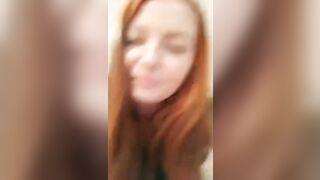 Girl takes a huge shit on a toilet while pissing too