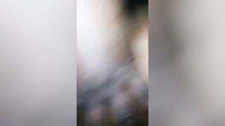 Woman pisses her pants in a blue dress