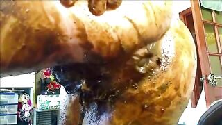 Slut pees, shits and smears herself