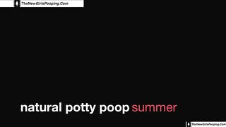 Girl in panties squats and takes a huge shit