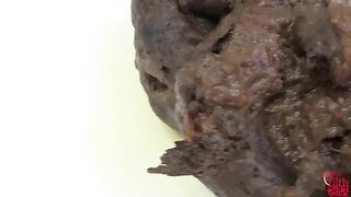 Woman takes a huge shit in a public bathroom