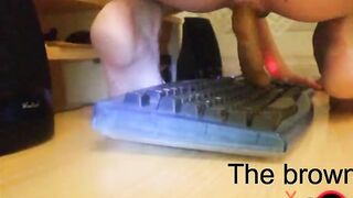 Woman takes huge shit on a keyboard
