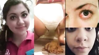 Woman eats a huge pile of shit
