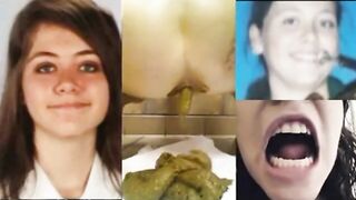 Woman eats a huge pile of shit