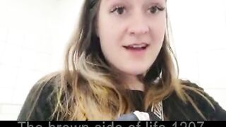Woman squats and takes a huge shit on a toilet
