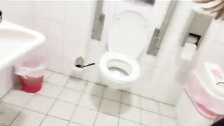 Woman squats and takes a huge shit on a toilet