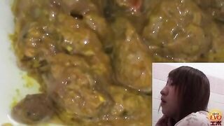 Woman takes a huge shit in a public restroom toilet