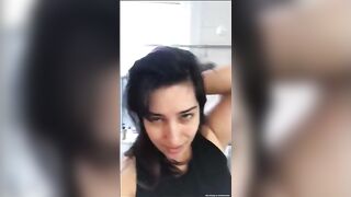 Woman takes a huge shit in the toilet
