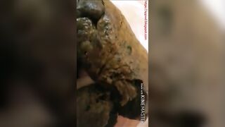 Babe fills toilet with a massive shit