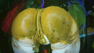 Woman in diapers covered in shit