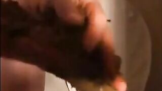 Girl takes a surprise shit on the toilet
