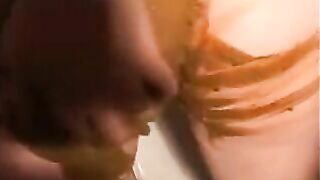 Girl takes a surprise shit on the toilet