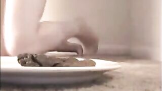 Woman eats shit straight off the plate