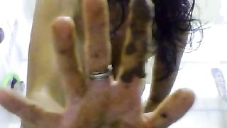 Cam girl tasting her own poop