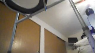 BBW shitting on a homemade toilet