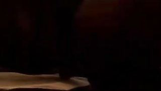 Licking poop from her long dildo