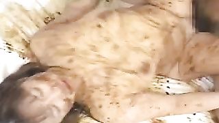 Eating a piece of poop while reaching climax