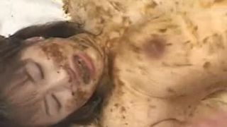 Eating a piece of poop while reaching climax