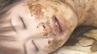 Eating a piece of poop while reaching climax