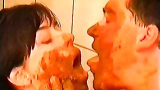 Threesome in bathroom with poop