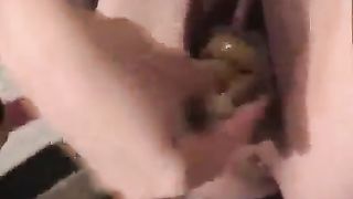Masturbating with a scat condom