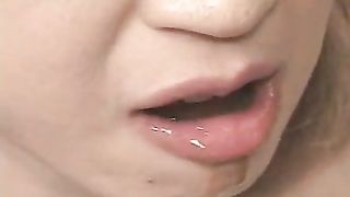 Drinking liquid poop from a plate