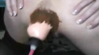 Dildoing her tight pussy with scat